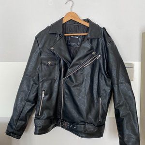PU Faux Leather Black Motorcycle Jacket